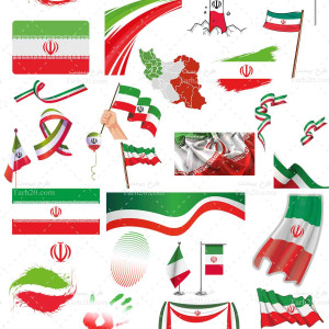 مجموعه گلچین شده 28 پرچم جدید ایران (PNG)
