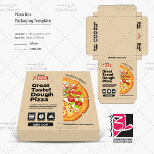 فایل وکتور لایه باز طرح جعبه مربع پیتزا