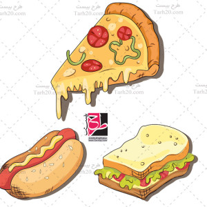 طرح لایه باز وکتور پیتزا هات داگ و ساندویچ