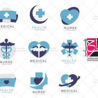 طرح لایه باز مجموعه لوگوهای پزشکی و درمانی