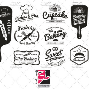 طرح لایه باز مجموعه لوگو نانوایی و شیرینی پزی
