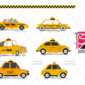 فایل لایه باز مجموعه وکتور تاکسی کارتونی