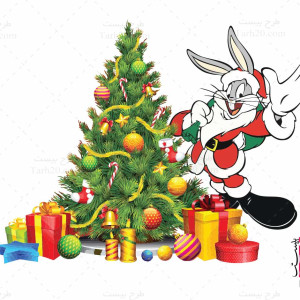 وکتور خرگوش بابانوئل و درخت کریسمس